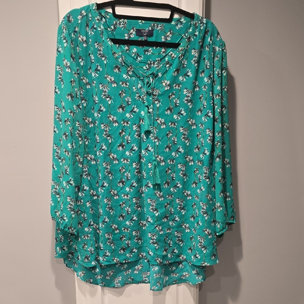 Kaari Blue Teal Floral Blouse